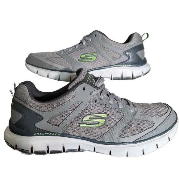 Skechers Men's Sz 10 Gray/Navy Memory Foam Relaxed Fit Athletic Sneakers - Picture 1 of 7